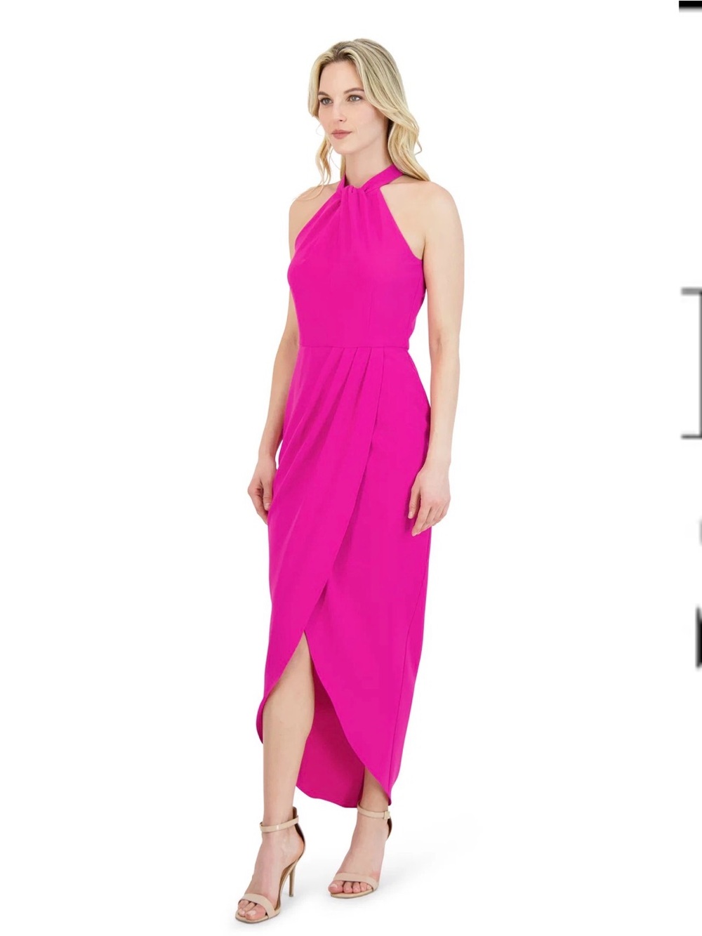 julia jordan Fuchsia Halter High-Low Maxi Dress